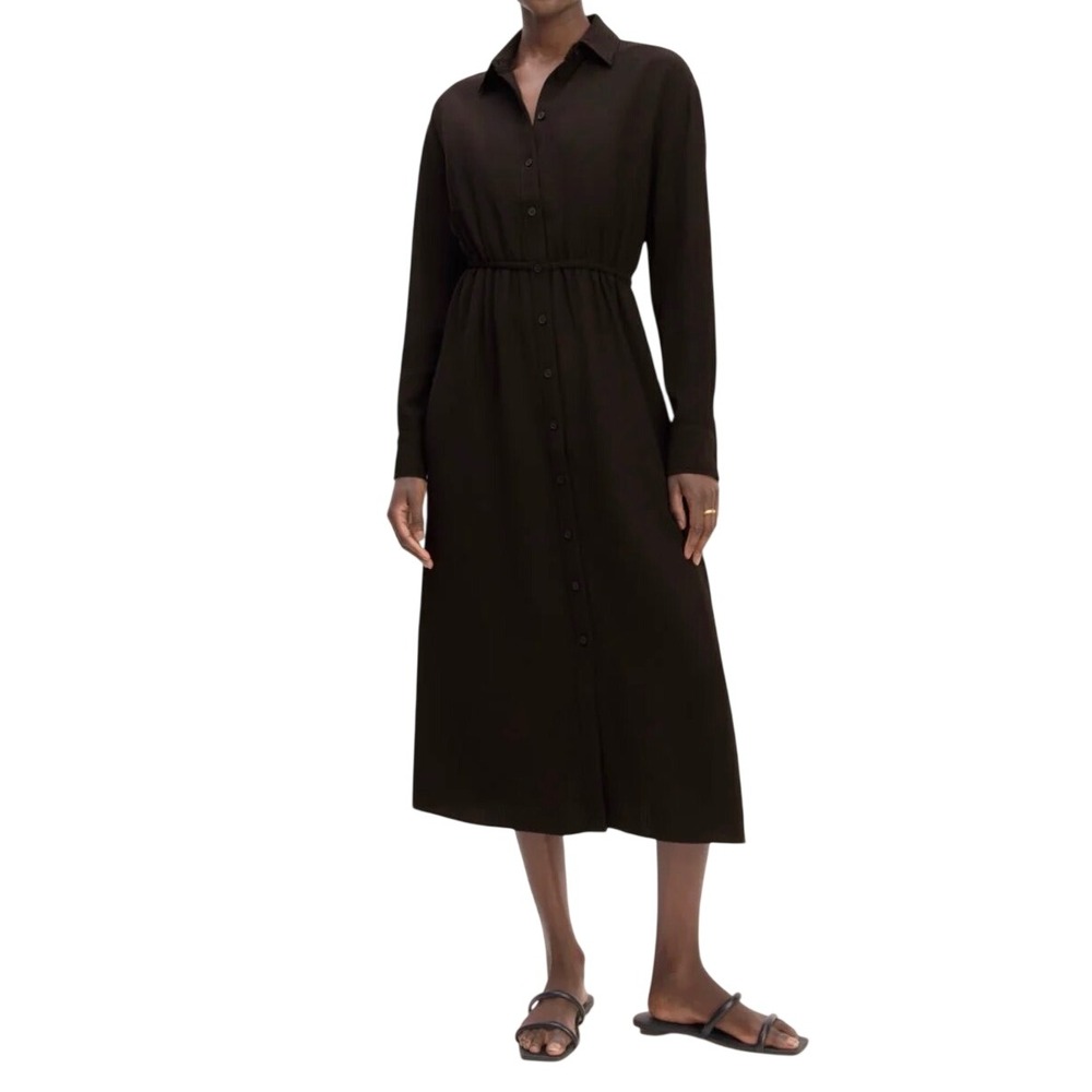 Everlane Mini Jacquard Stripe Shirt Dress Womens XXS Black Office Chic Timeless